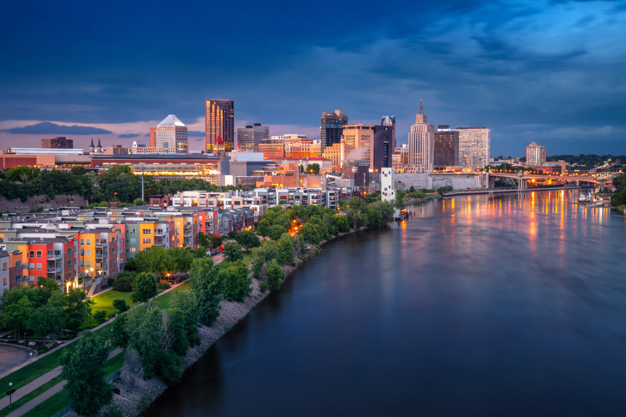 Saint Paul, Minnesota, USA. Aerial cityscape image of downtown St. Paul ...