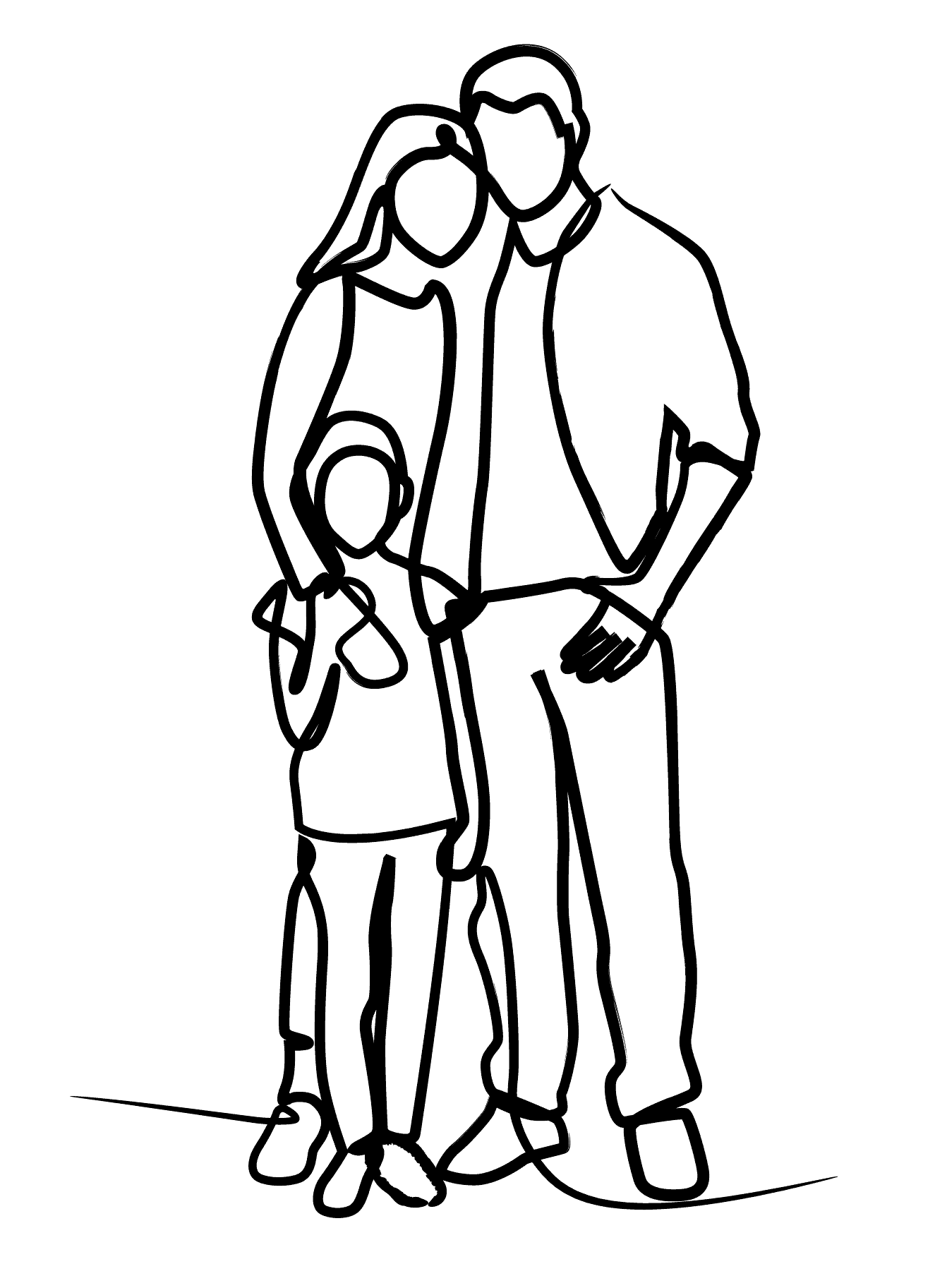 Travois Lineart Family Black